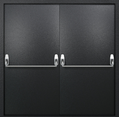 Двустворчатая противопожарная дверь EI-60 черная, ручки «антипаника»