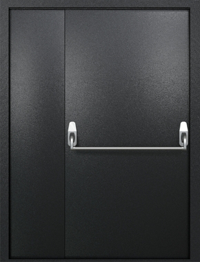 Полуторастворчатая противопожарная дверь EI-60 черная, ручка «антипаника» Полуторастворчатая противопожарная дверь EI-60 черная, ручка «антипаника»