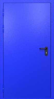 Одностворчатая противопожарная дверь EI-60 синяя, ручка «антипаника»