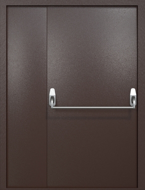 Полуторастворчатая противопожарная дверь EI-60 коричневая, ручка «антипаника» Полуторастворчатая противопожарная дверь EI-60 коричневая, ручка «антипаника»