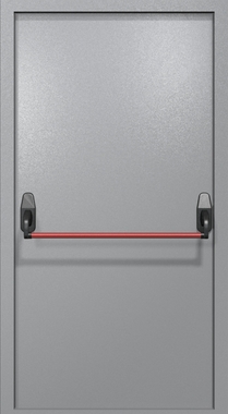 Одностворчатая противопожарная дверь EI-60 серая, ручка «антипаника»