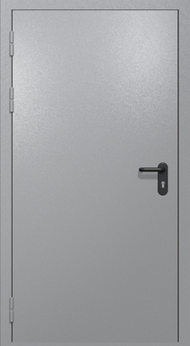 Одностворчатая противопожарная дверь EI-60 серая, ручка «антипаника»