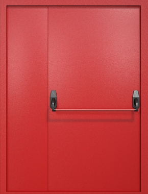 Полуторастворчатая противопожарная дверь EI-60 красная, ручка «антипаника» Полуторастворчатая противопожарная дверь EI-60 красная, ручка «антипаника»